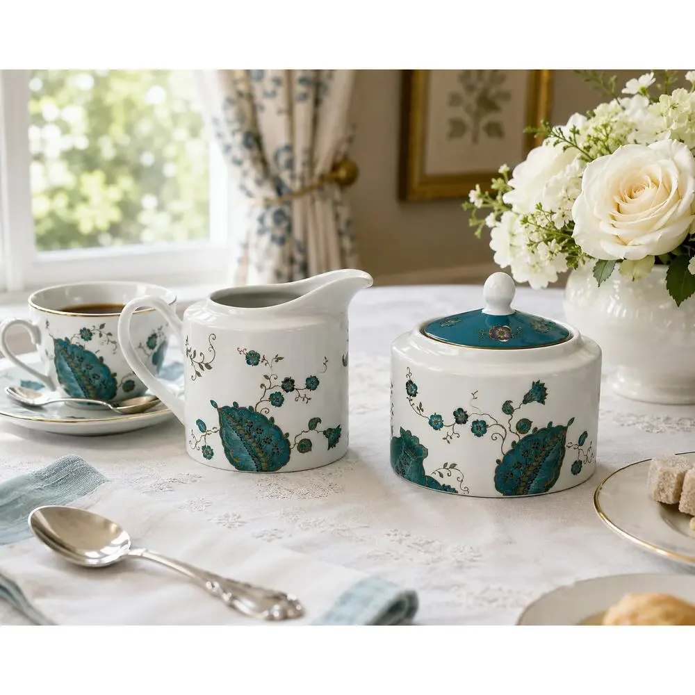 222 Fifth Eliza Teal Creamer & Sugar Bowl Set